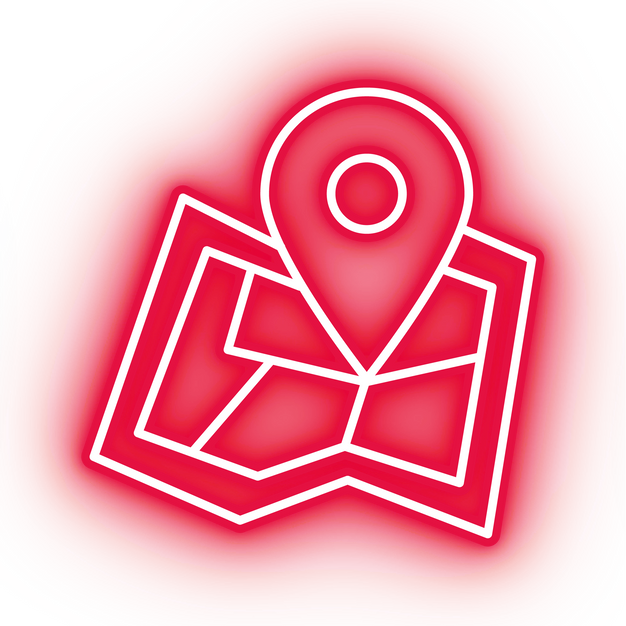 Neon red map icon